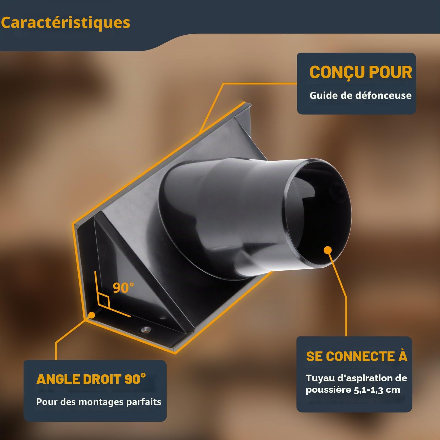 POWERTEC 70288 Embout de défonceuse pour table de défonceuse – Tuyau de collecte de poussière 2-1/2" connecteur