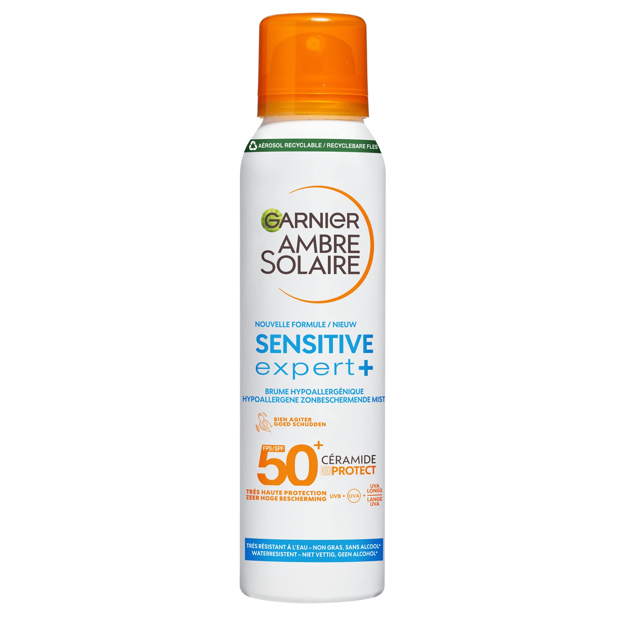 GARNIER Ambre Solaire Sensitive Expert+, Dry Mist, Sun Protection SPF 50+, Protects from Long UVA, UVB & UVA, Water Resistant