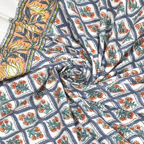 Image of elanorhomes 100% Cotton King Size Bedsheet for Double Bed, 240 TC Soft Breathable Floral Printed Bed Sheet with 2 Pillow Covers, Premium Summer Cotton Bedsheet, 90x108 inch (Sunset Motif)