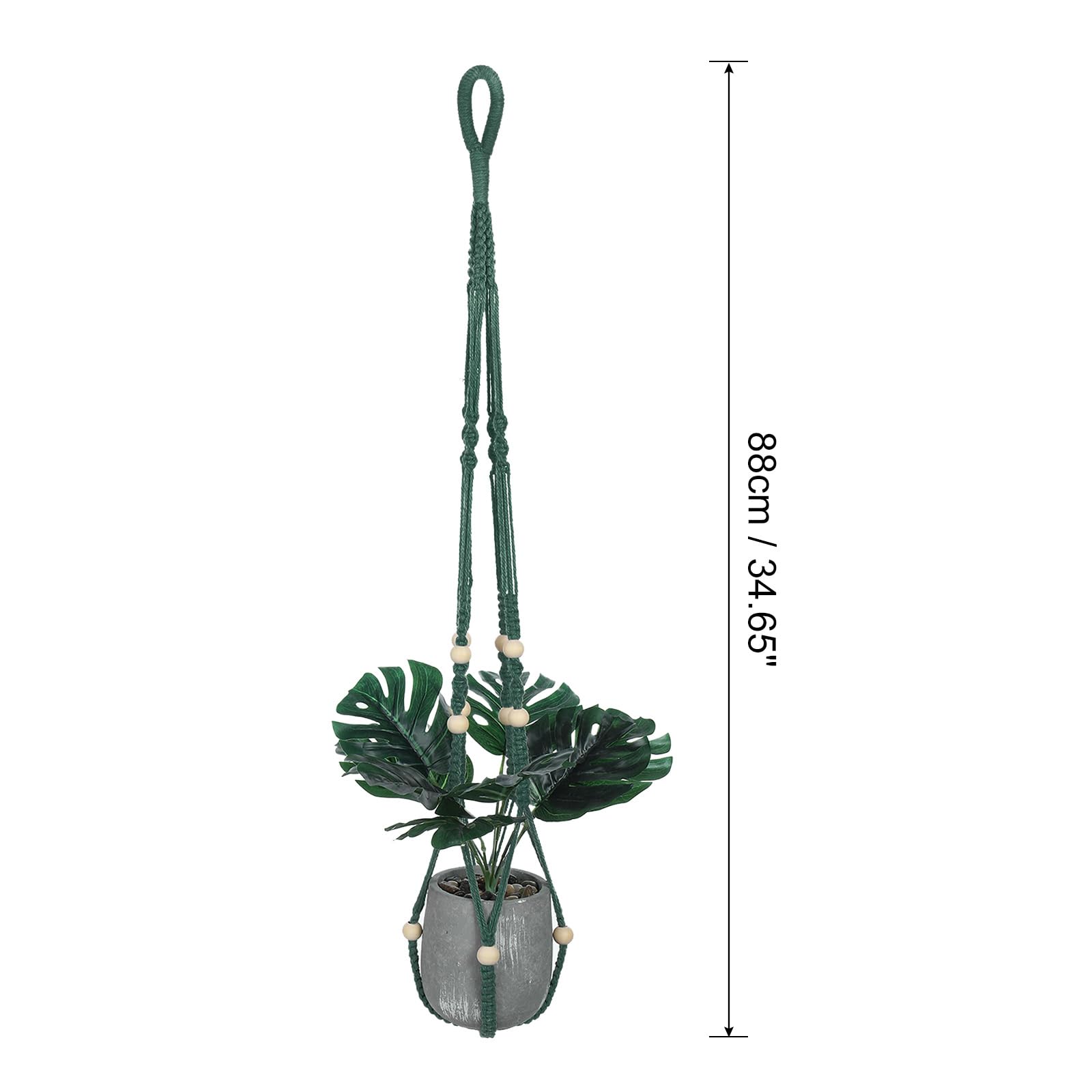PATIKIL Macrame Plant Hanger Indoor 35", 2 Pcs Long Hanging Plant Holders with Pot for Indoor Home Decor Indoor Dark Green - Image 2