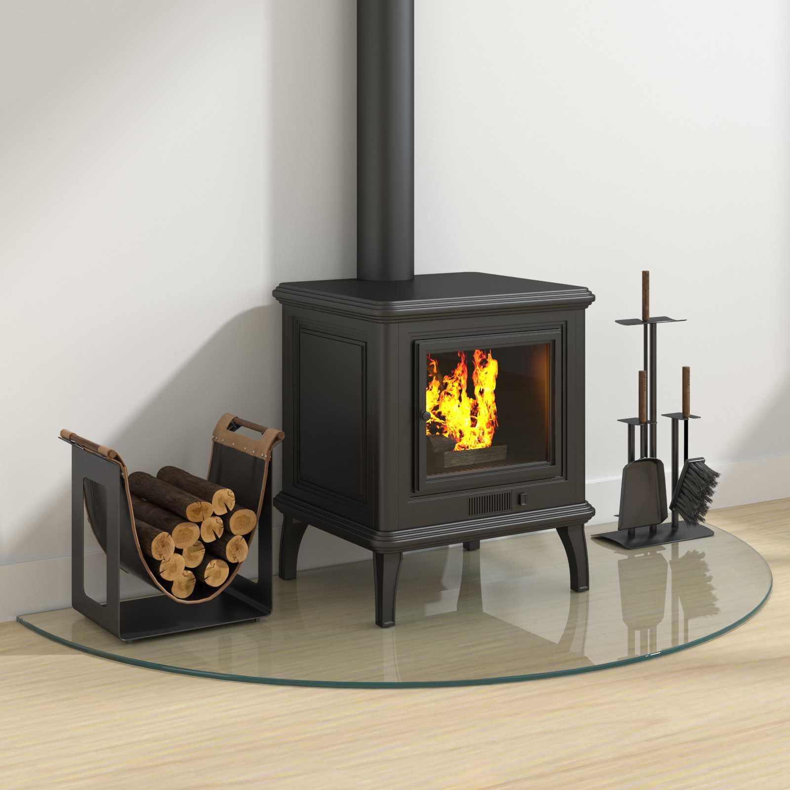 Kamin Bodenplatte 1200 x 600 mm aus Glas, Funkenschutzplatte für Kaminofen, Hitzebeständige Glasplatte für Boden, Bodenschutzplatte transparent