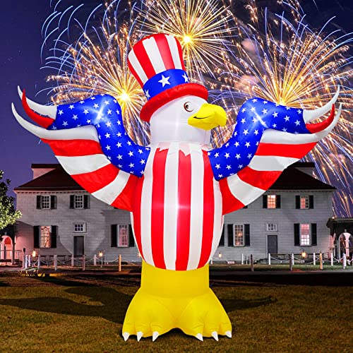 Inslife 8Ft High July 4Th Inflatable Flying Bald Eagle, Blow Up Eagle With Led Lights - For Patriotic Independence Day, Memorial Day Outdoor Decoration #TOP4
