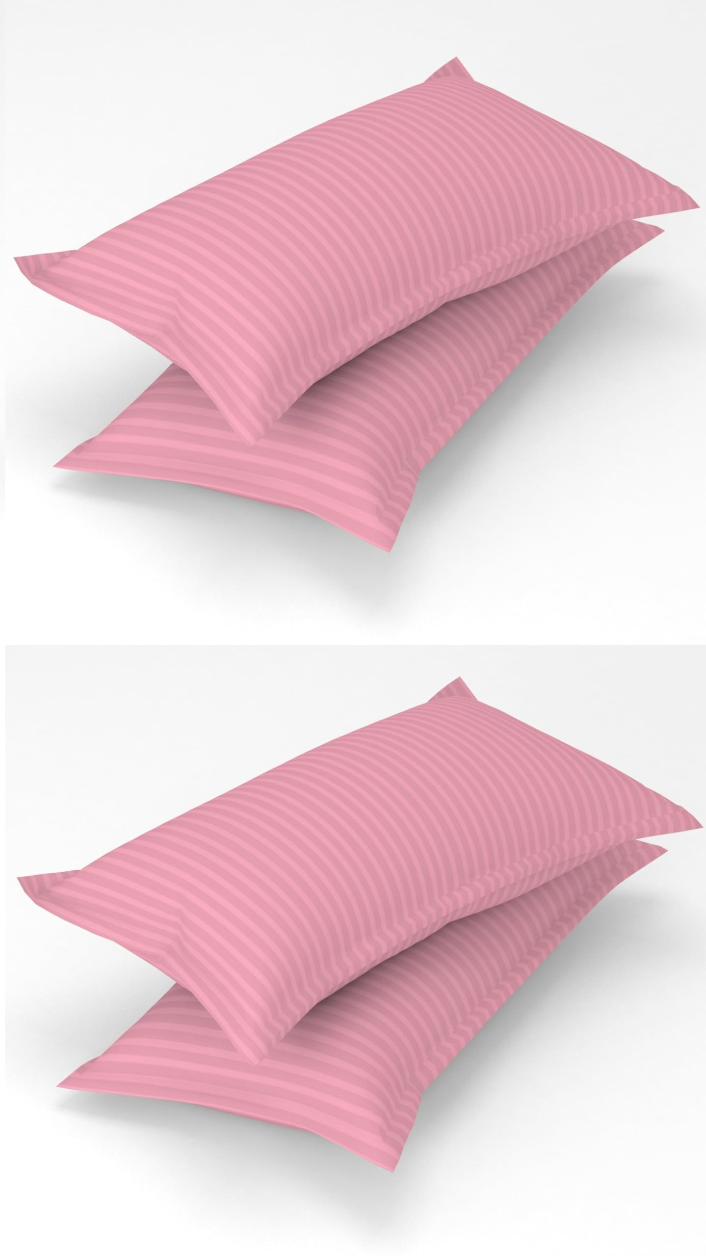 Homefab India 4 Piece Glace Cotton Pillow Covers - Stripes, Baby Pink, 17"x27"-image-42