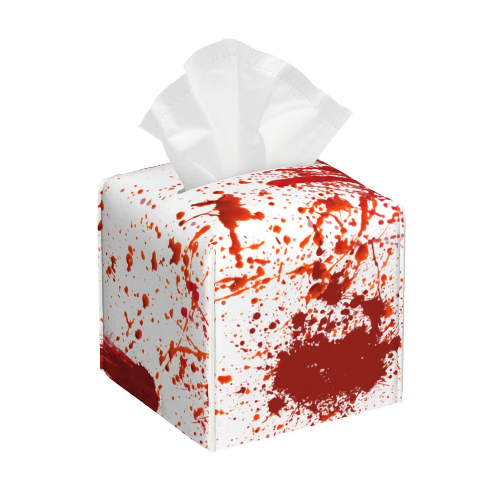 Asbwuo As Pic Blood Splatter Horror Square Leather Tissue Box Cover - Bathroom Vanity, Nightstand & Countertop, Elegant Home Office Decor
