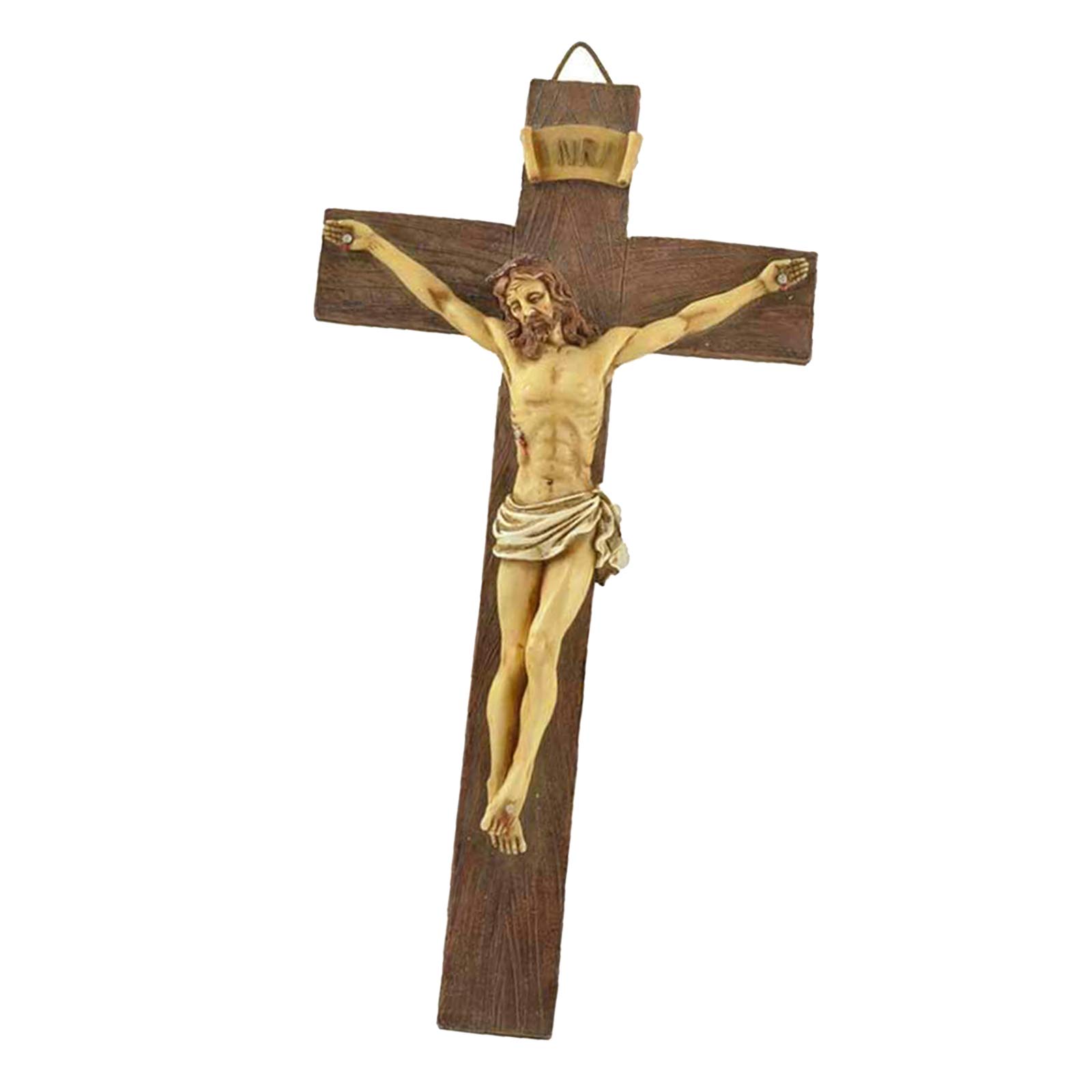 Perfk Yellowy Crucifix Catholic Religious Decoration Wall Hanging Home Chapel Decor Ornaments