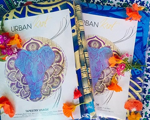 Exclusive Branded Tapestry By UrbanKnot Elephant in Mandala Hippie Bohemian Psychedelic Intricate Gypsy Indian Boho Tapestry Wall Hanging