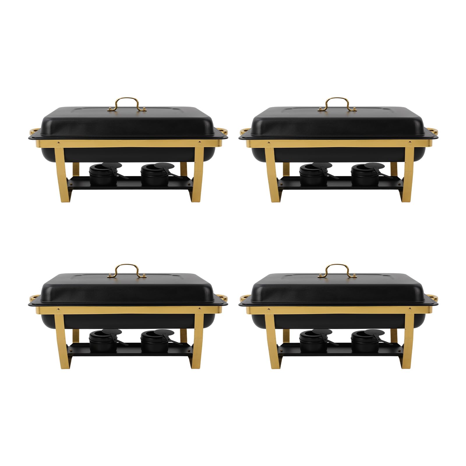 Chafing Dish zestaw pojemników do podgrzewania, zestaw 4 pojemników do podgrzewania potraw ze stali nierdzewnej, 2 x pojemniki GN 1/1, 2 x pojemniki GN 1/2 i 3 x pojemniki GN 1/3, podgrzewacz do