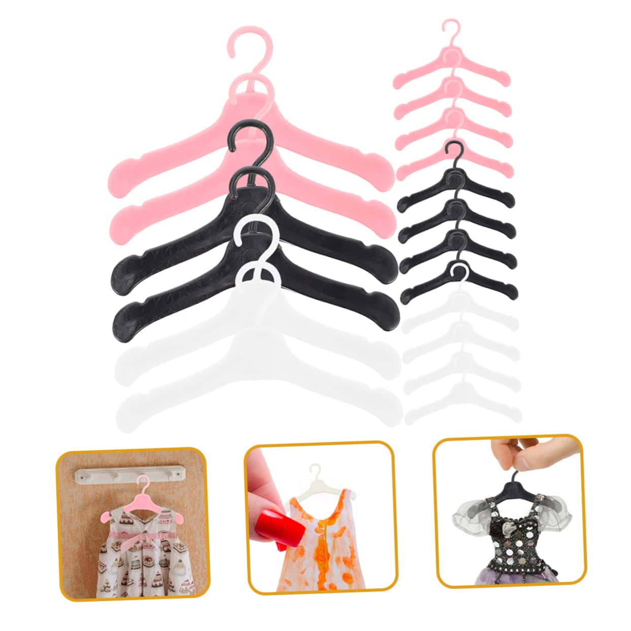 BESPORTBLE 60Pcs Doll Clothes Hangers Doll Dress Rack for Storage Display for Includes Hangers
