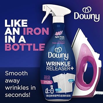 Downy Wrinkle Releaser Fabric Spray, Light Fresh Scent, 33.8 Fl Oz (Pack of 2)