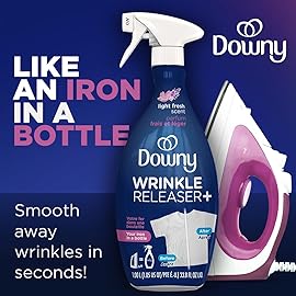 Downy Wrinkle Releaser Spray, Travel Size Spray + 16.9 Fl Oz Pack of 2, All In One Formula, Removes Wrinkles, Static and Odors, Light Fresh Scent