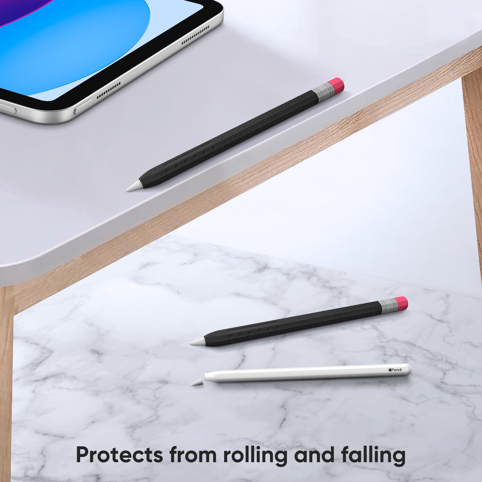 FINTIE Custodia in Silicone per Apple Pencil USB-C, Cover Protettiva Antiscivolo, Supporto Magnetico Nero