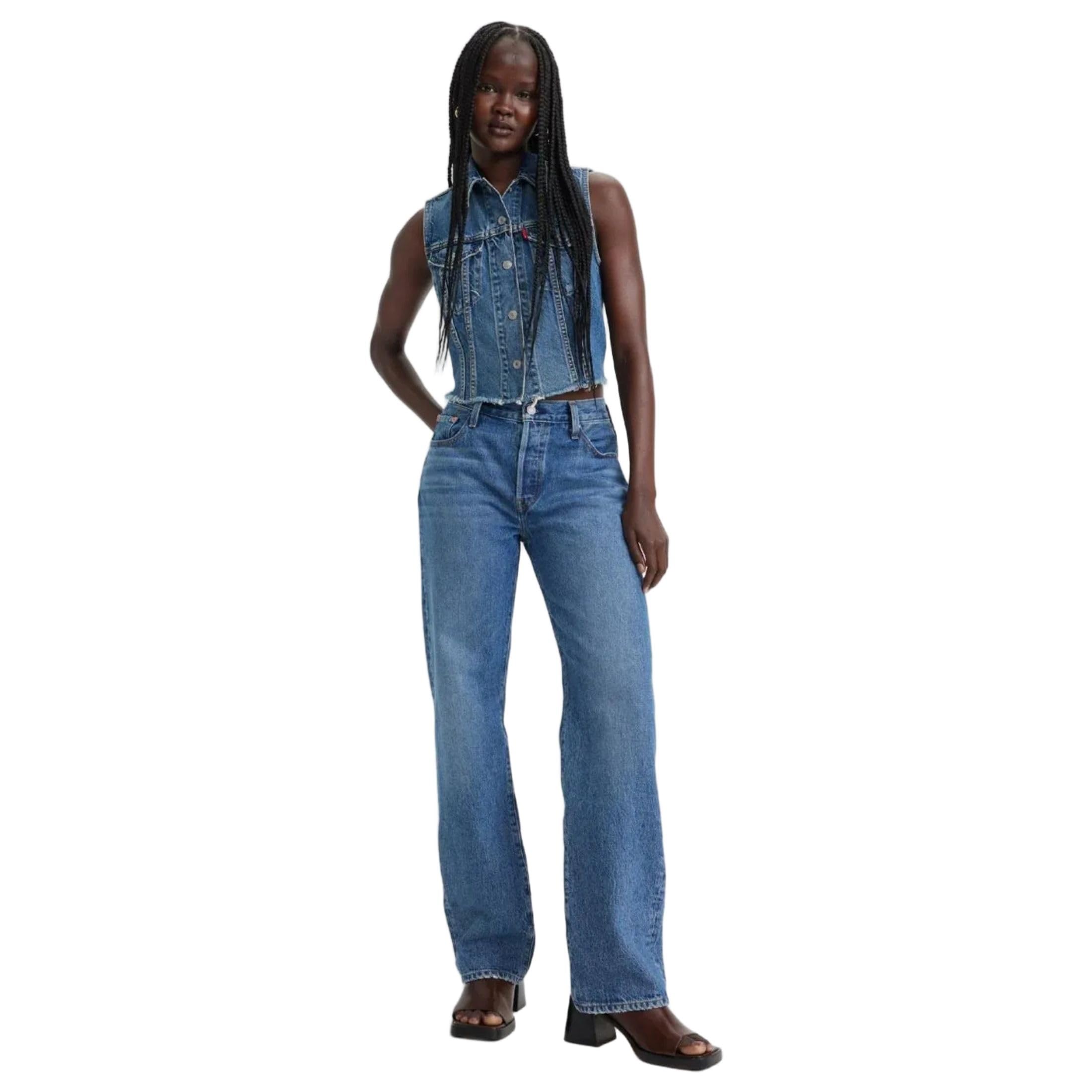 levi's Women's High Rise 501 Straight Fit Blue Jeans-picture-36