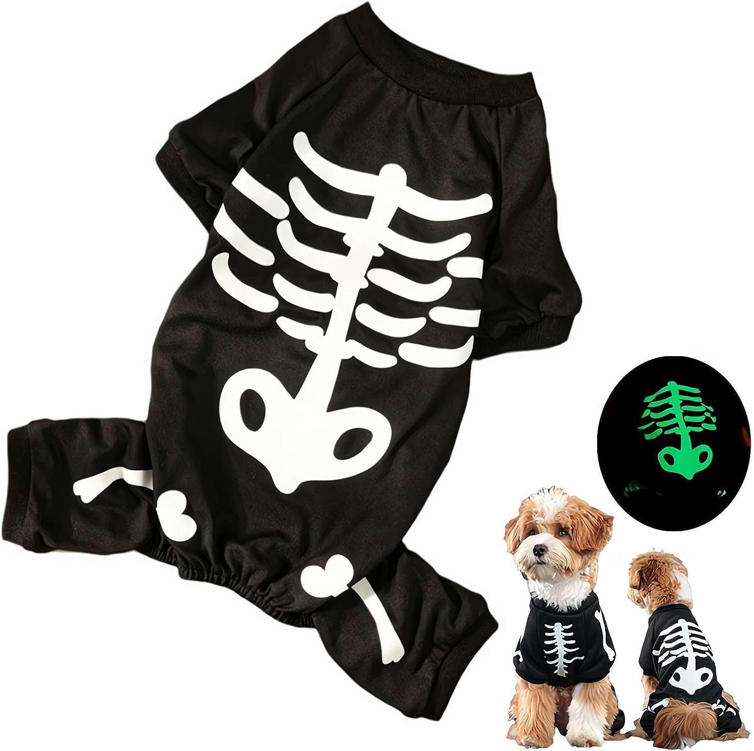Halloween Skeleton Costumes for Pets Dogs Cats,Glow in The