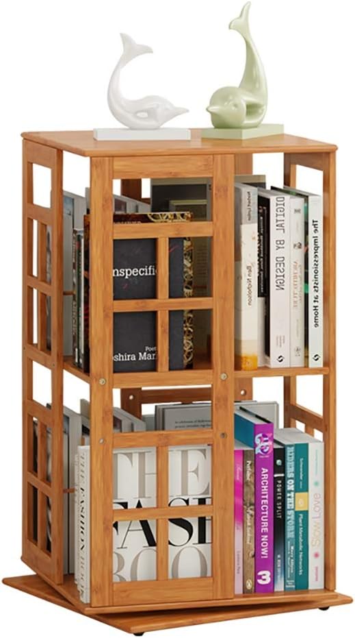 Bookcases WSF 2 Tier Revolving Bookshelf, 360° Rotating, Simple Display Storage Shelf for Home Office Decor, 36×36×67cm