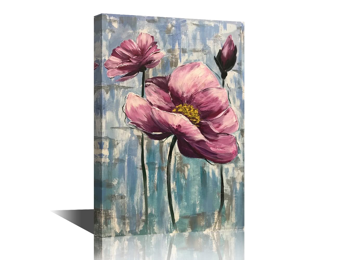 TISHIRON Canvas Wall art Flowers Petals Oil Painting Prints,Abstract Style Painting Flower Wall Art Artwork for Bathroom Bedroom Living Room Home Decoration Framed Ready to Hang 16x24 in