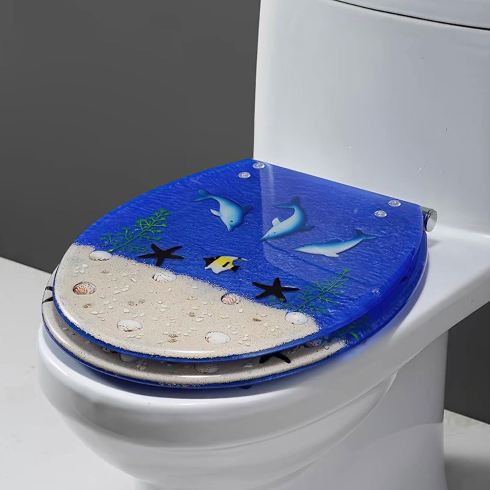 Asiento de Inodoro de Resina,Asiento Inodoro Tapas WC,Asiento para Inodoro,Funda de Asiento de Inodoro Silenciosa,Asiento de Inodoro Engrosado,Almohadilla Amortiguadora,42 * 36cm
