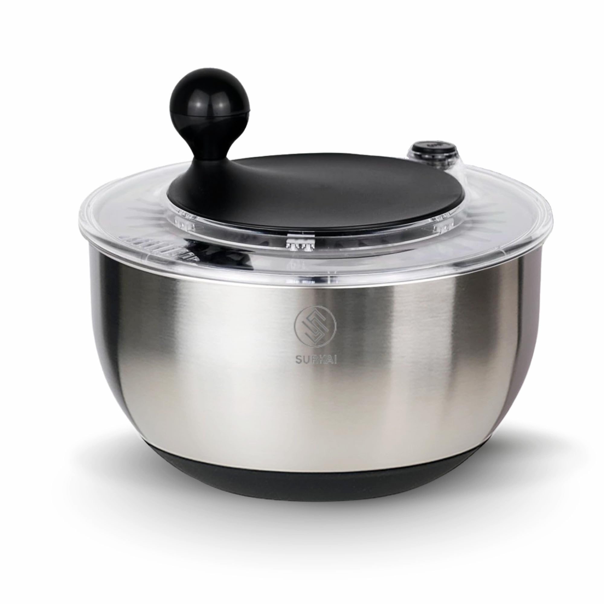 5L Stainless Steel Salad Spinner, Salad Spinner with Non-Slip Base & Spinner Dryer with stop button & drying, Vegetable Washer For Fast Meal Prep, Dishwasher Safe Kitchen Set