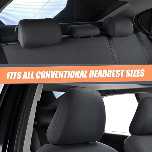 Miniatura 8 de 2 fundas para reposacabezas de asiento de automóvil, 9 x 10.6 pulgadas, tejido elástico, transpirable, totalmente rodeado, simple, protector