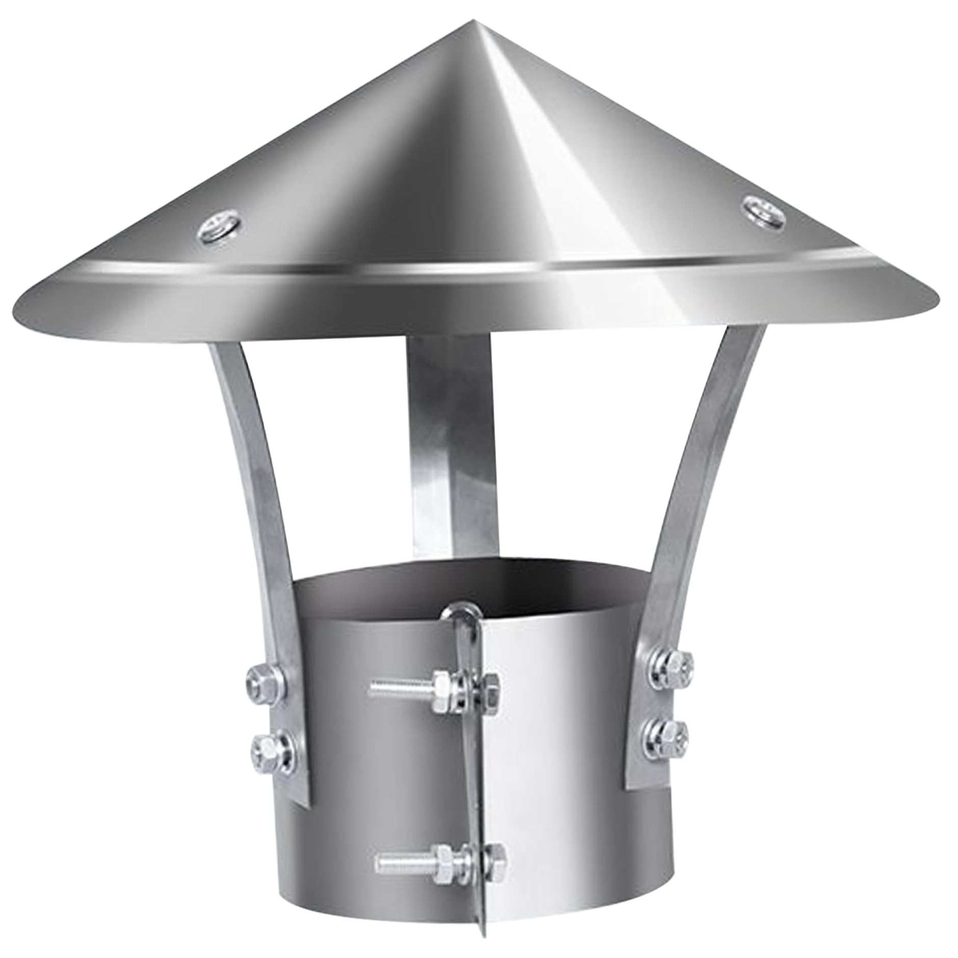 Capuchon de cheminée rond en acier inoxydable robuste pour conduit de fumée extérieur
