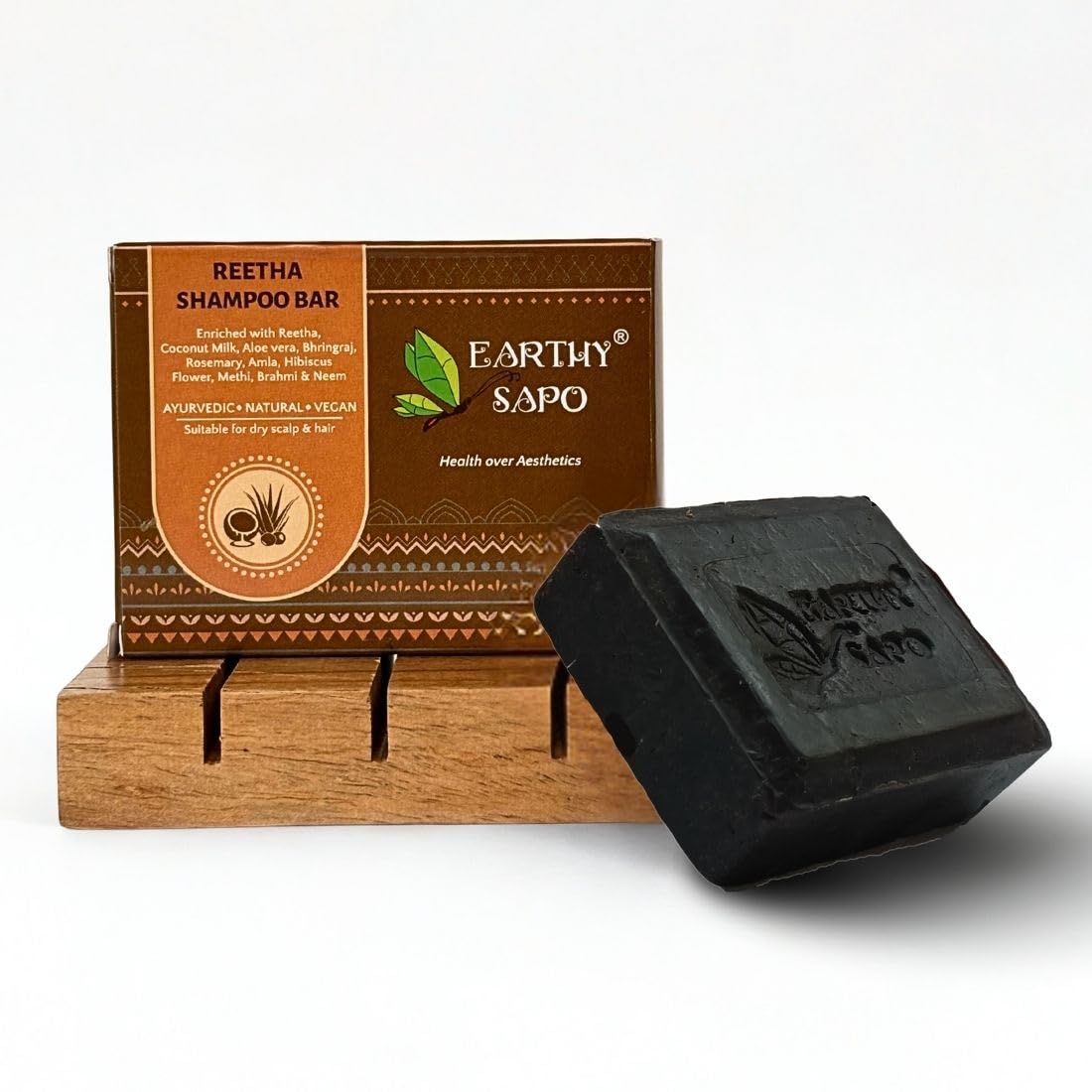 EARTHY SAPO Reetha Shampoo Soap Bar -100 GR (3.52oz)