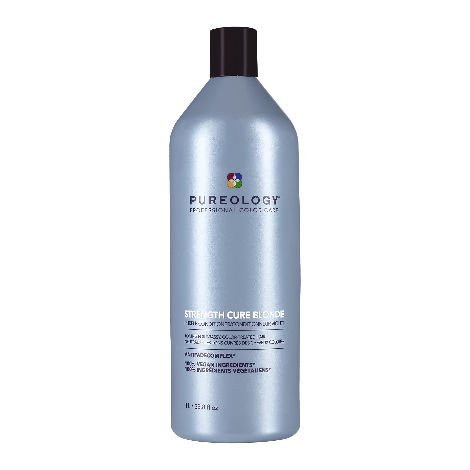 PureologyStrength Cure Blonde Purple Conditioner - For Blonde & Lightened Color-Treated Hair, Strengthens Hair & Fights Brass, Sulfate-Free & Vegan
