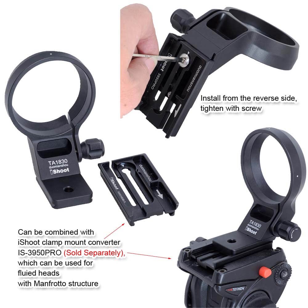 iShoot Anneau de Montage pour Trépied Bague Collier d'Objectif Compatible avec Tamron 18-300mm f/3.5-6.3 Di III-A VC VXD B061 (X/E Mount), Support d'Lentille plaque de dégagement rapide de la Arca Fit