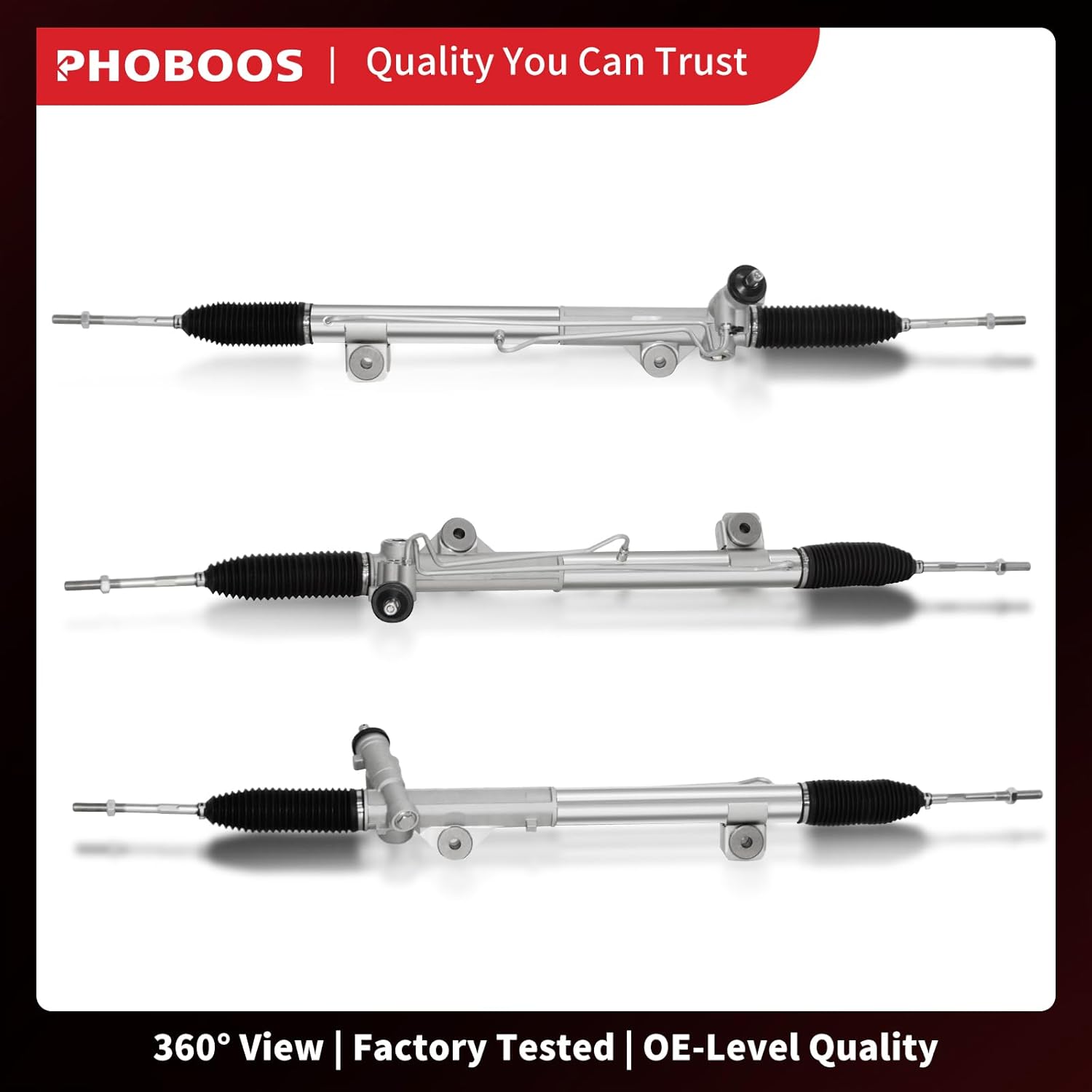 PHOBOOS Hydraulic Power Steering Rack and Pinion Assembly Compatible with Ford F-150 2004-2008, Lobo 2004-2008 & Lincoln Mark LT 2006-2008【For 4WD ONLY】, 4.2L 4.6L 5.4L, New Unit, Ref. 97-279