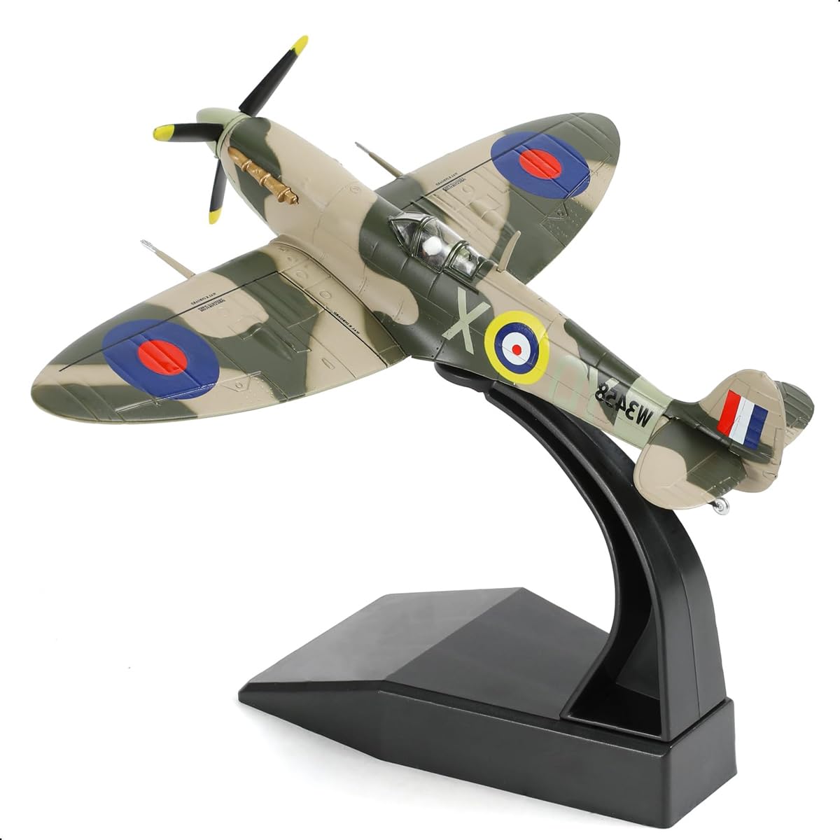 zalati Modèle réduit en métal moulé sous pression Spitfire MKVb W3458 à l'échelle 1/72 avec support, réplique de chasseur de la Royal Air Force RAF, à collectionner, à offrir en cadeau.