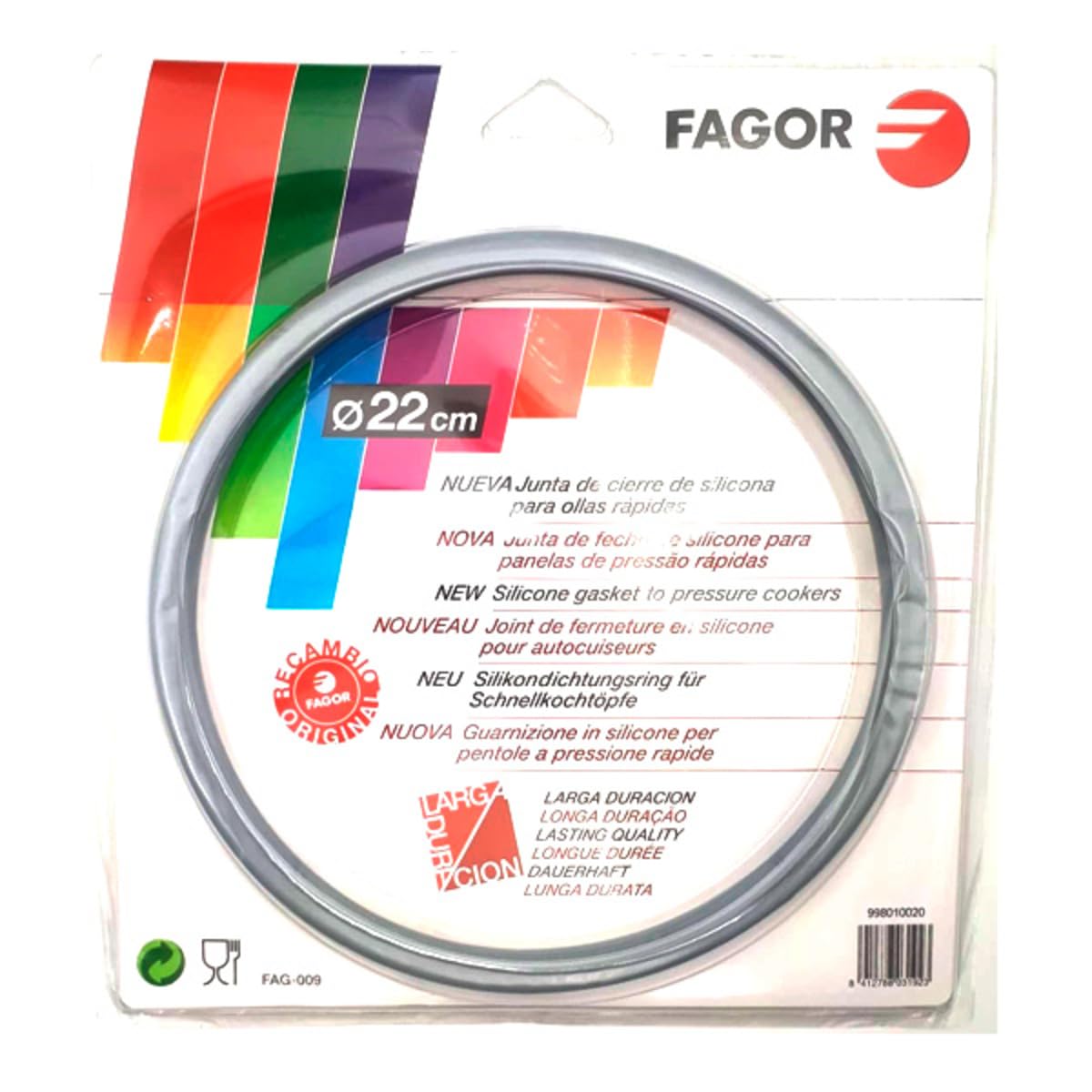 Junta de Silicona Compatible con Olla Rápida Fagor 22 cm Recambio Original