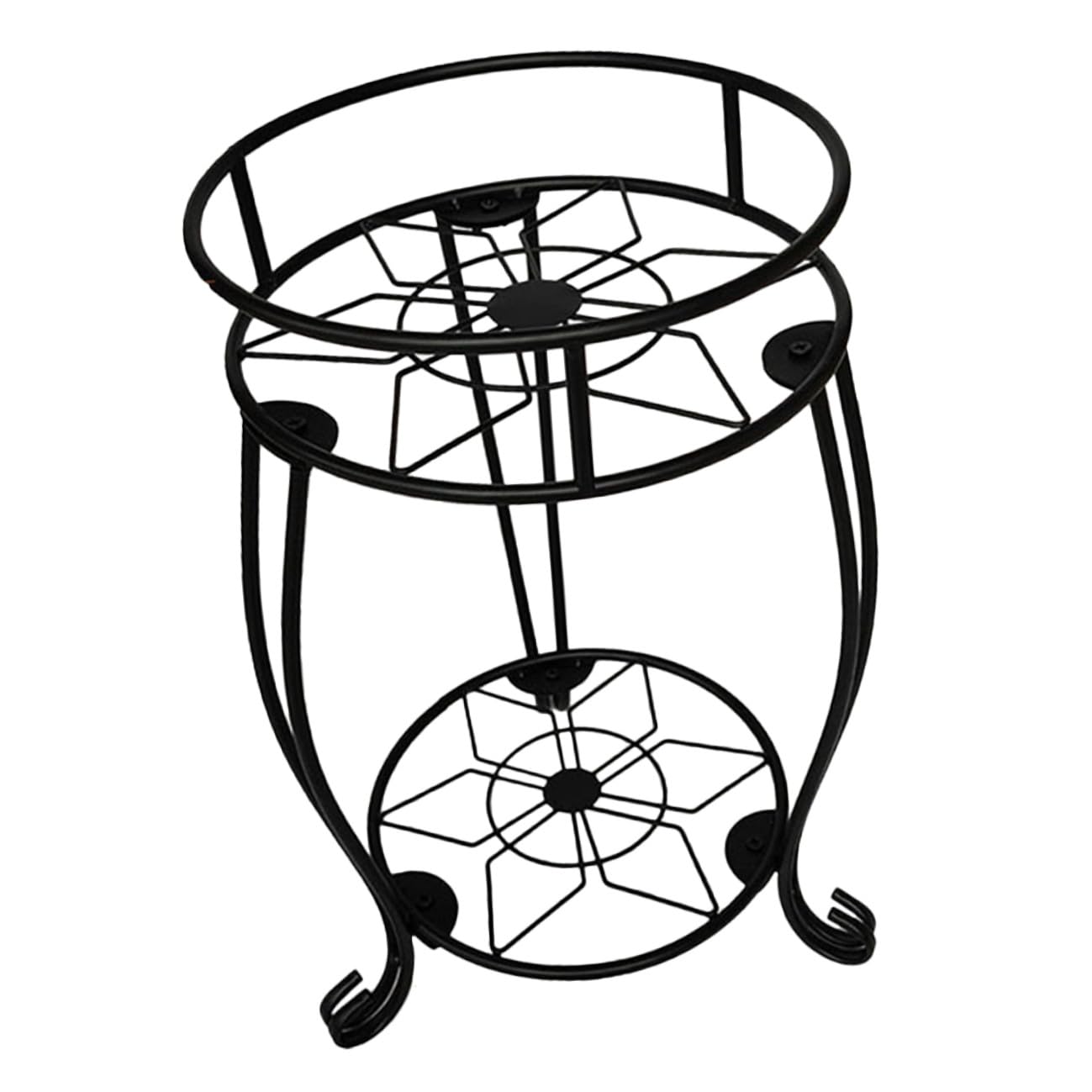 Supporto per Piante da Interno in Metallo Nero a Doppio Strato, Portavasi Rustico Smontabile per Soggiorno, Giardino e Patio, Scaffale Resistente per Fioriere e Bonsai