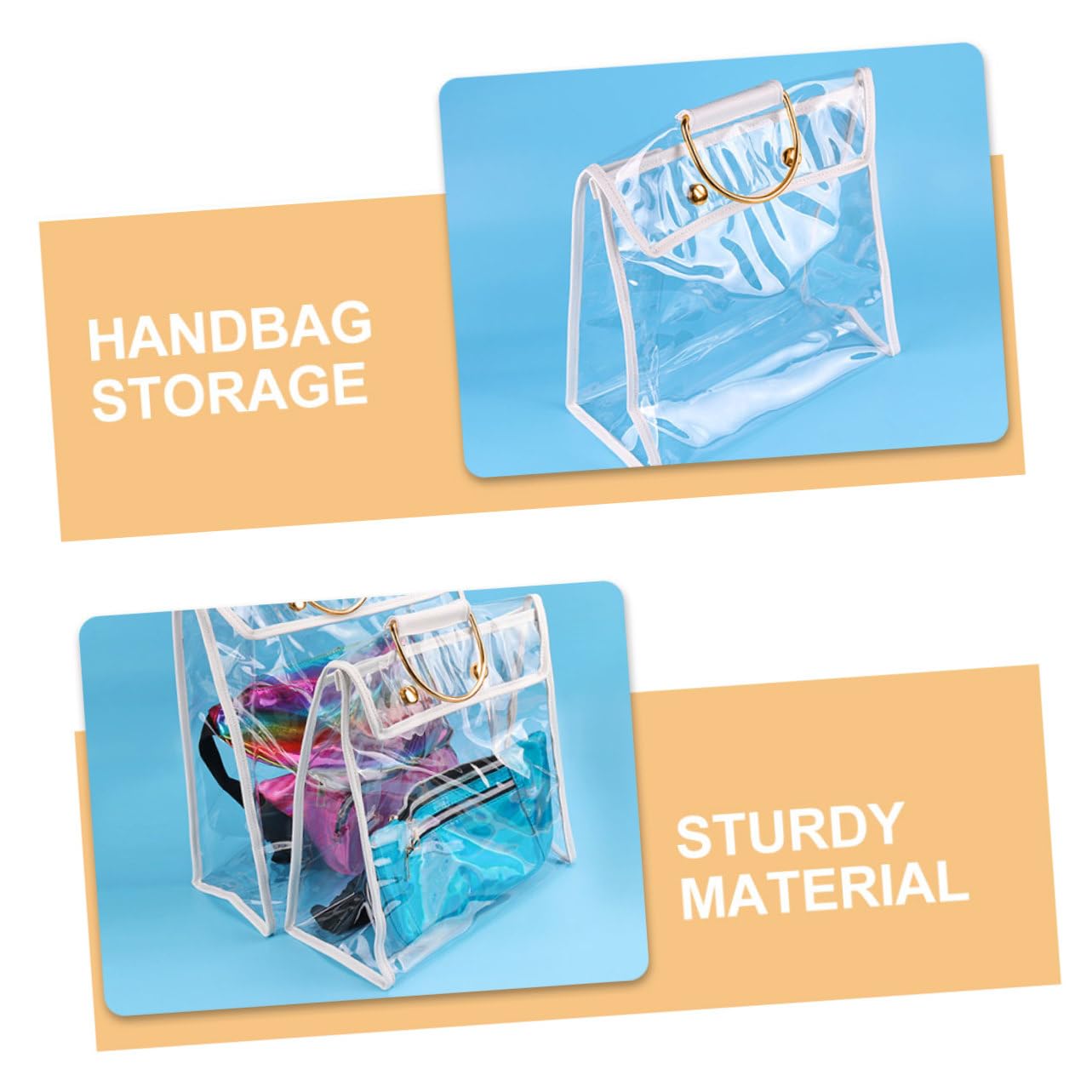 VALICLUD Organizador de Puerta Colgante para Bolsos de PVC, Transparente, 2 Piezas, Almacenamiento para Armario y Guardado Visible de Mantas y Mochilas | Armario, Dormitorio y Baño, Diseño Visible, Apto para Bolso de Mano y Mochilas