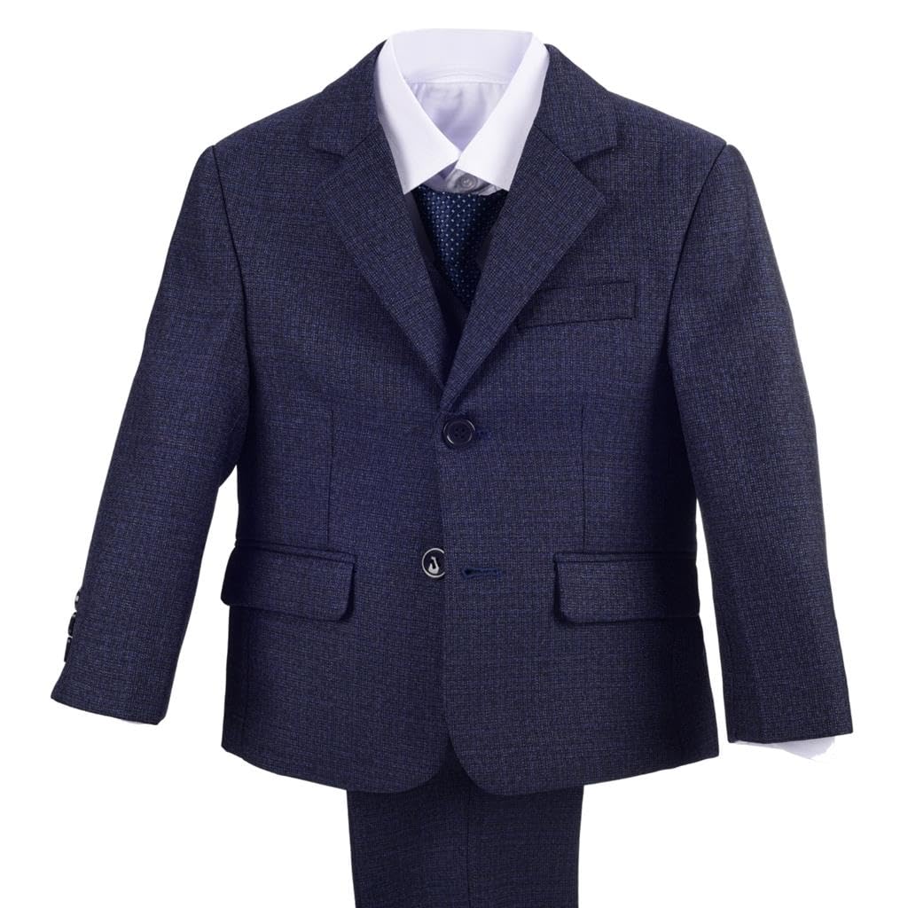 Lito Angels Trajes y Blazers Esmoquin Azul Ceremonia Boda Conjunto Elegantes con Chaqueta y Chaleco para Bebe y Niños Pequeños Talla 1-6 años