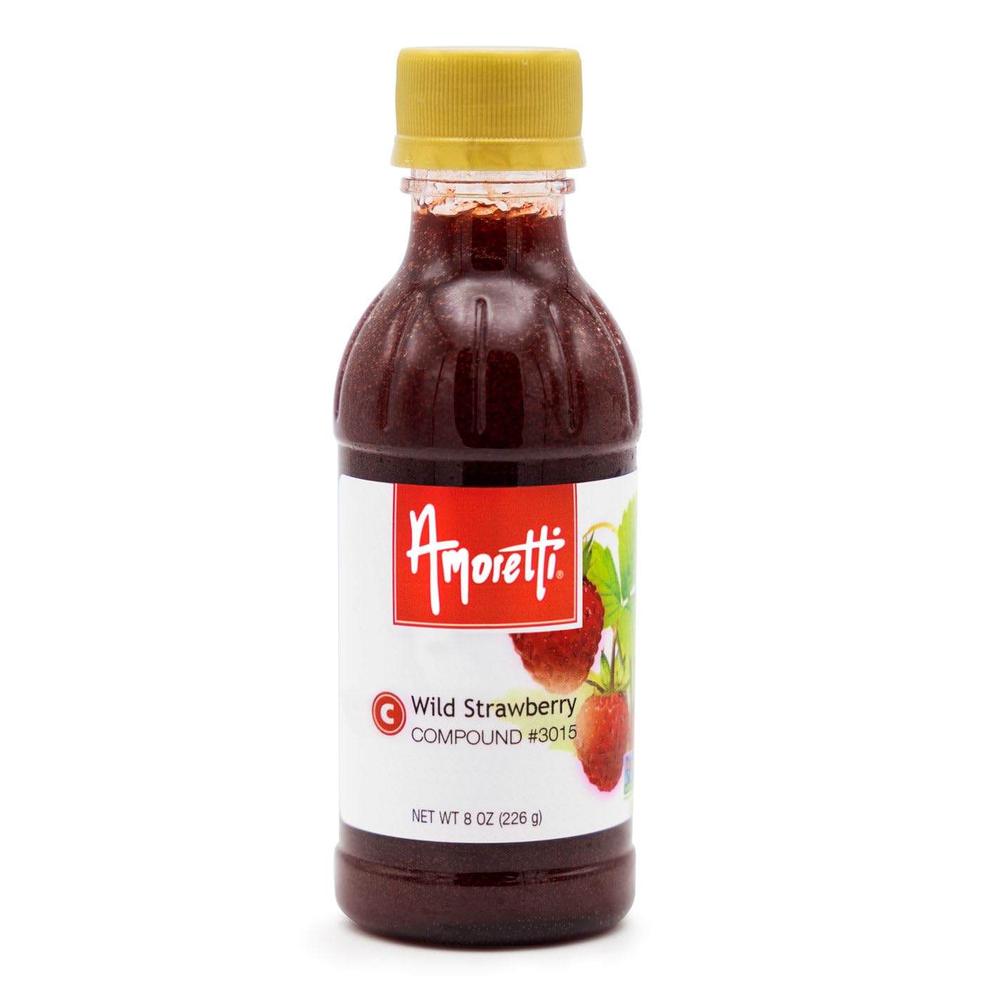 Amoretti - Wild Strawberry Compound Artificial Color / 8 oz - Natural Flavors, Shelf Stable Even After Opening, Certified Kosher, TTB Approved, Perfect for Baking Applications & Beverages