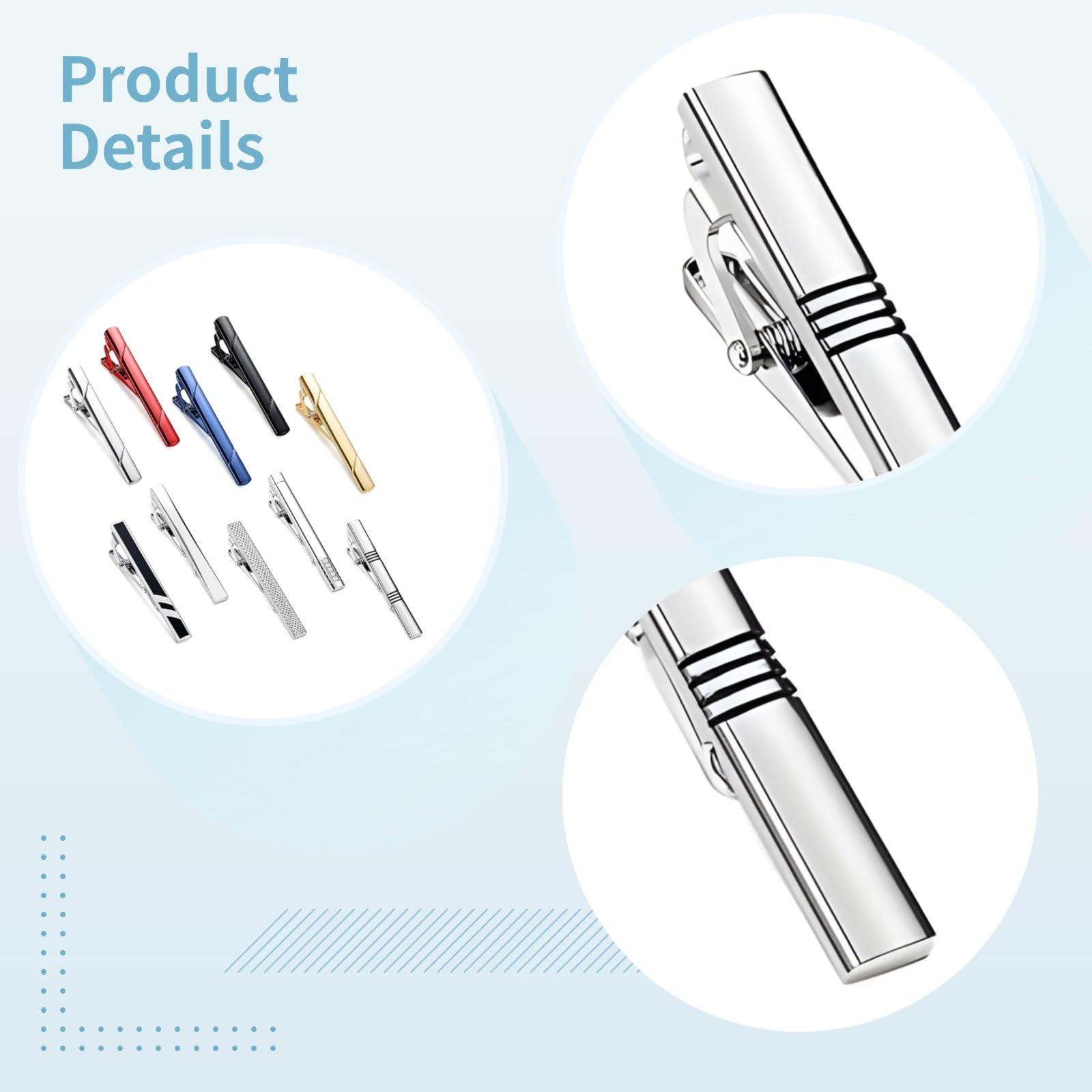10 Stück Krawattenklammern für Herren, Krawattenklammer-Set mit Geschenkbox, klassisches Krawattennadel-Set für normale Krawatten, Krawatte, Hochzeit, Business Clips