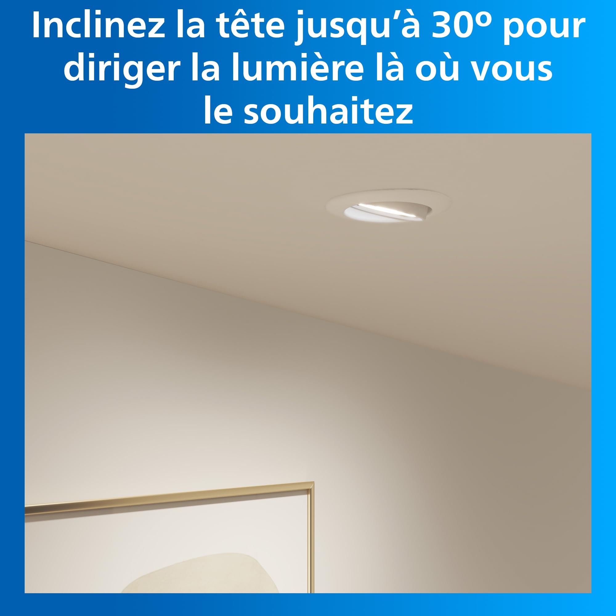 Philips Smart Lighting Kit GU10, Pack de 4, Spot Plafond, Blanc et Couleur Réglable, Tête Inclinable, Intensité Réglable, Commandes via App et Voix, Blanc