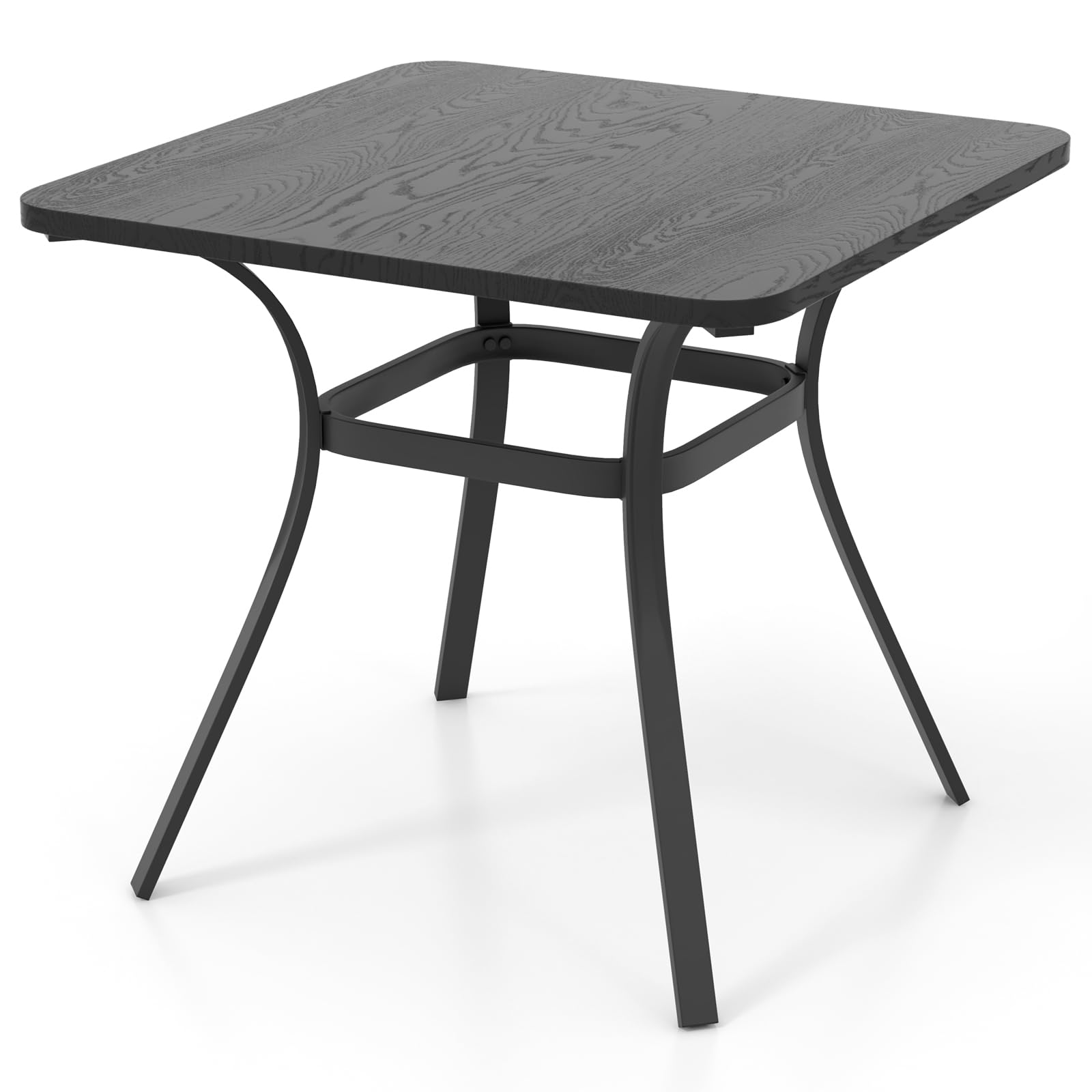 COSTWAY Mesa Jardín Exterior 80X79 CM, Cuadrada para 4, Patas Curvas, Estructura de Metal, Terraza Balcón, Gris