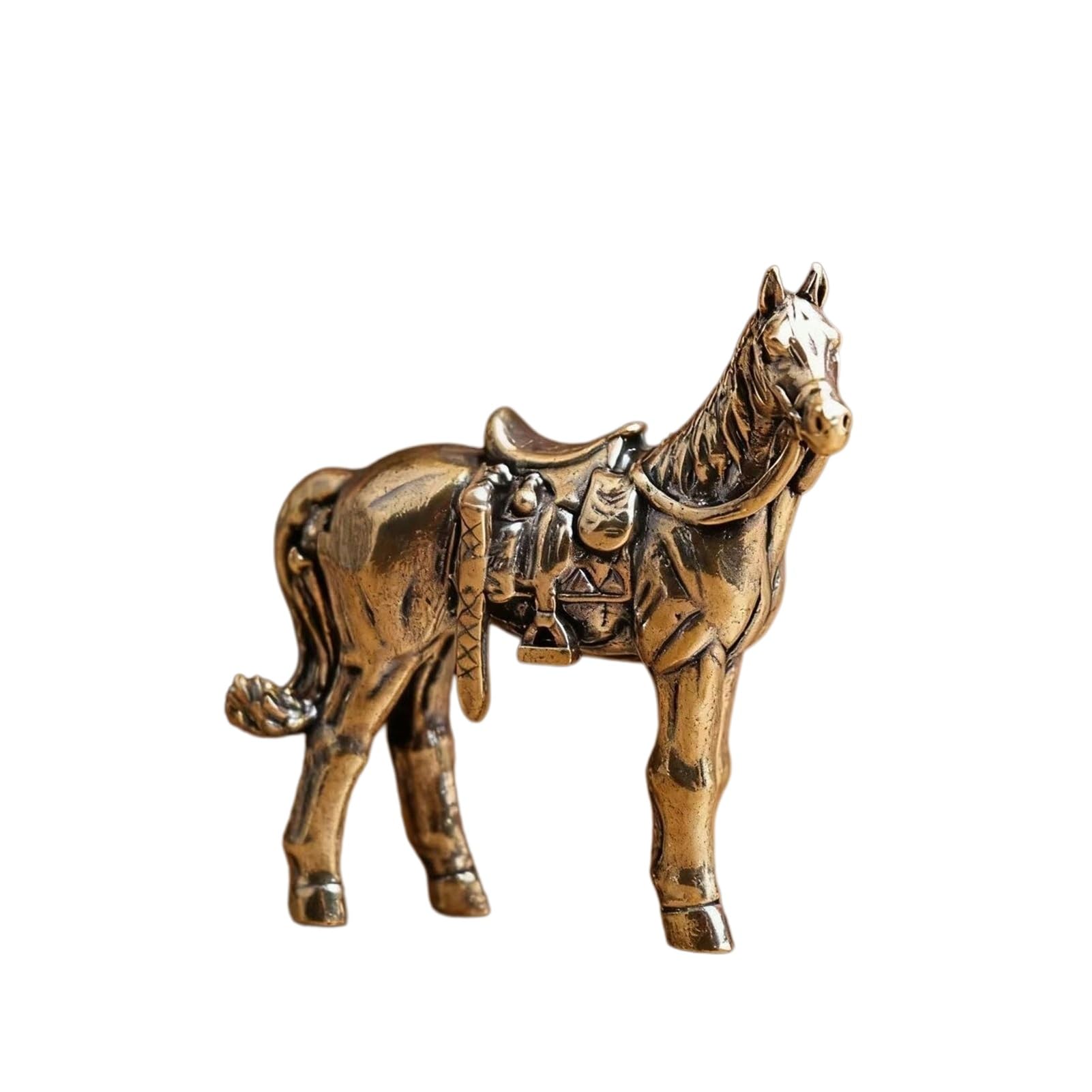 Huolimxun Pure brass horse military horse figurine solid copper sculpture office desktop ornaments horse to success metal crafts