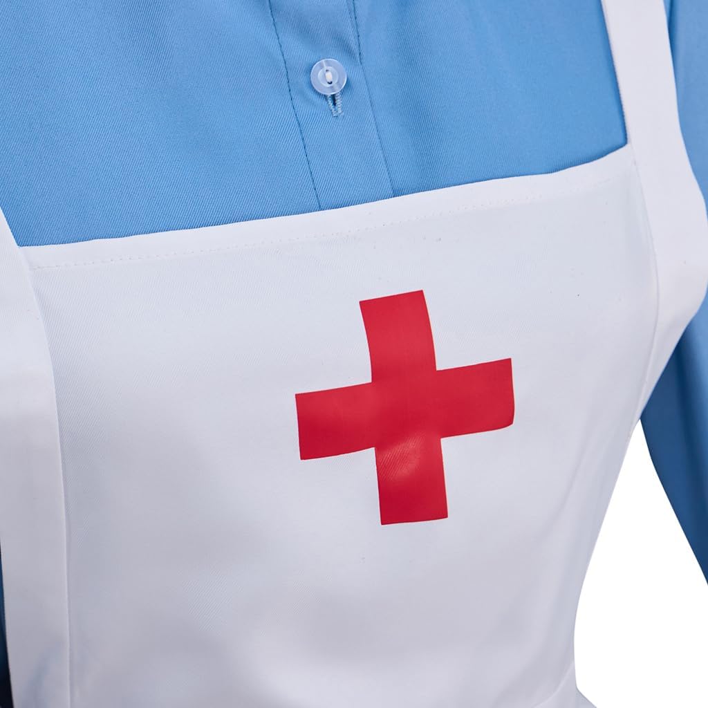 Women's Great War Nurse Costume Historical Civil War Nurse Uniform Dress with Apron Top Skirt Outfit - Image 6