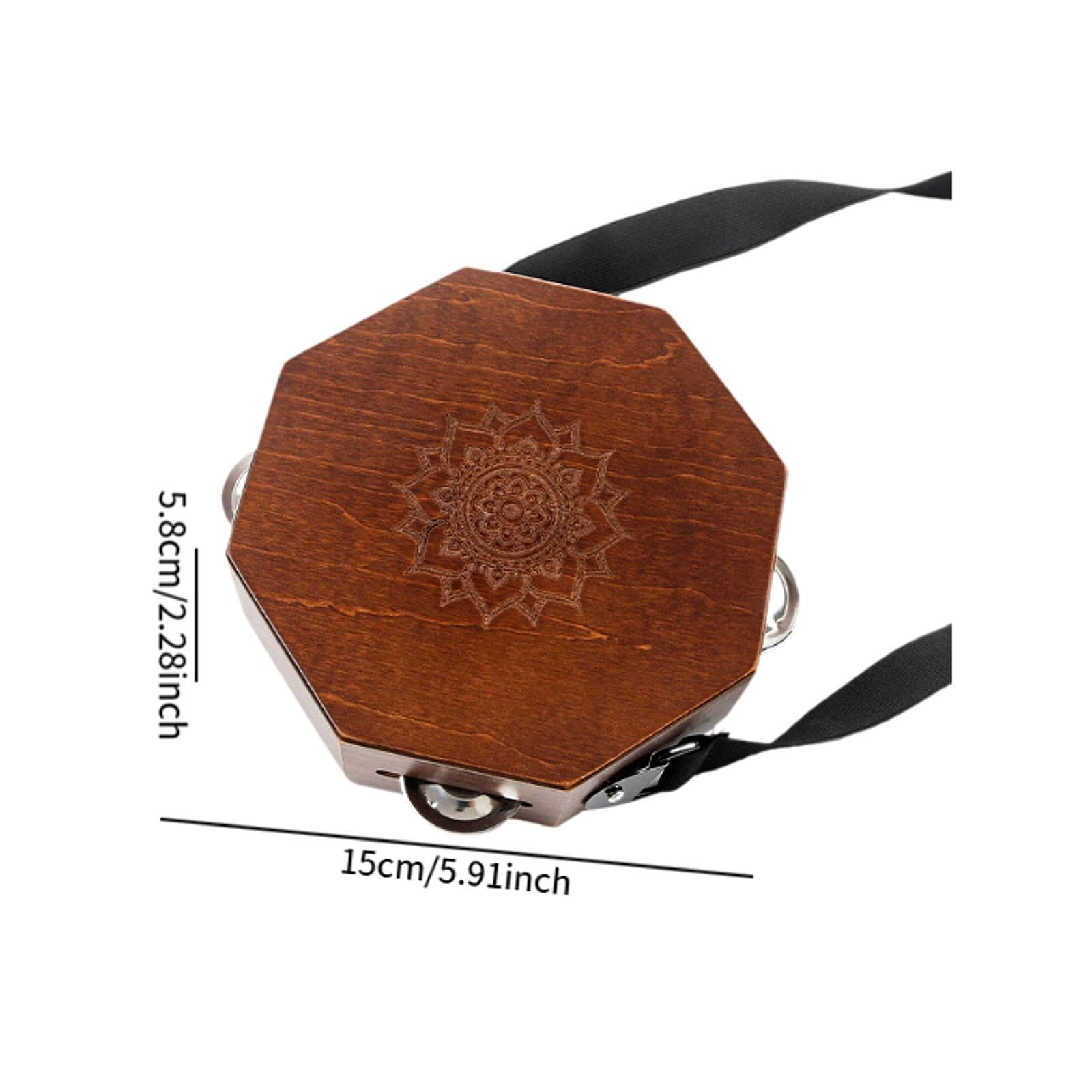Cajón Portátil de Madera Instrumento de Percusión Caja Pequeña con Cinturón Y Platinelas Adecuado para Músicos Aprendizaje Viajes Presentac, Octágono Marrón
