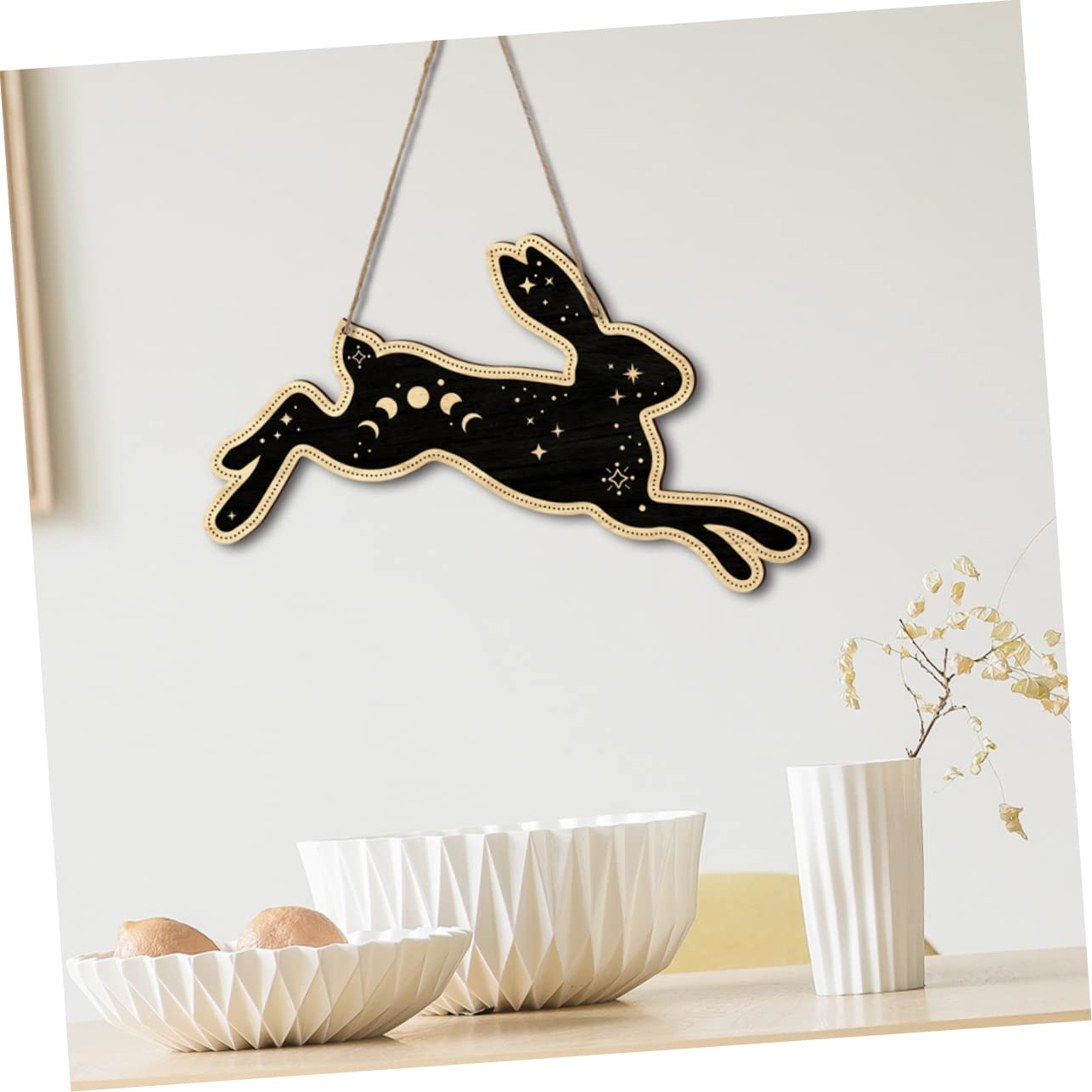 Amosfun 5pièces Décoration Murale Bois Suspendue Avec Motif De Lapin Accessoire Éclatant Pour Maison Pour Fêtes Et Décorations De Printemps