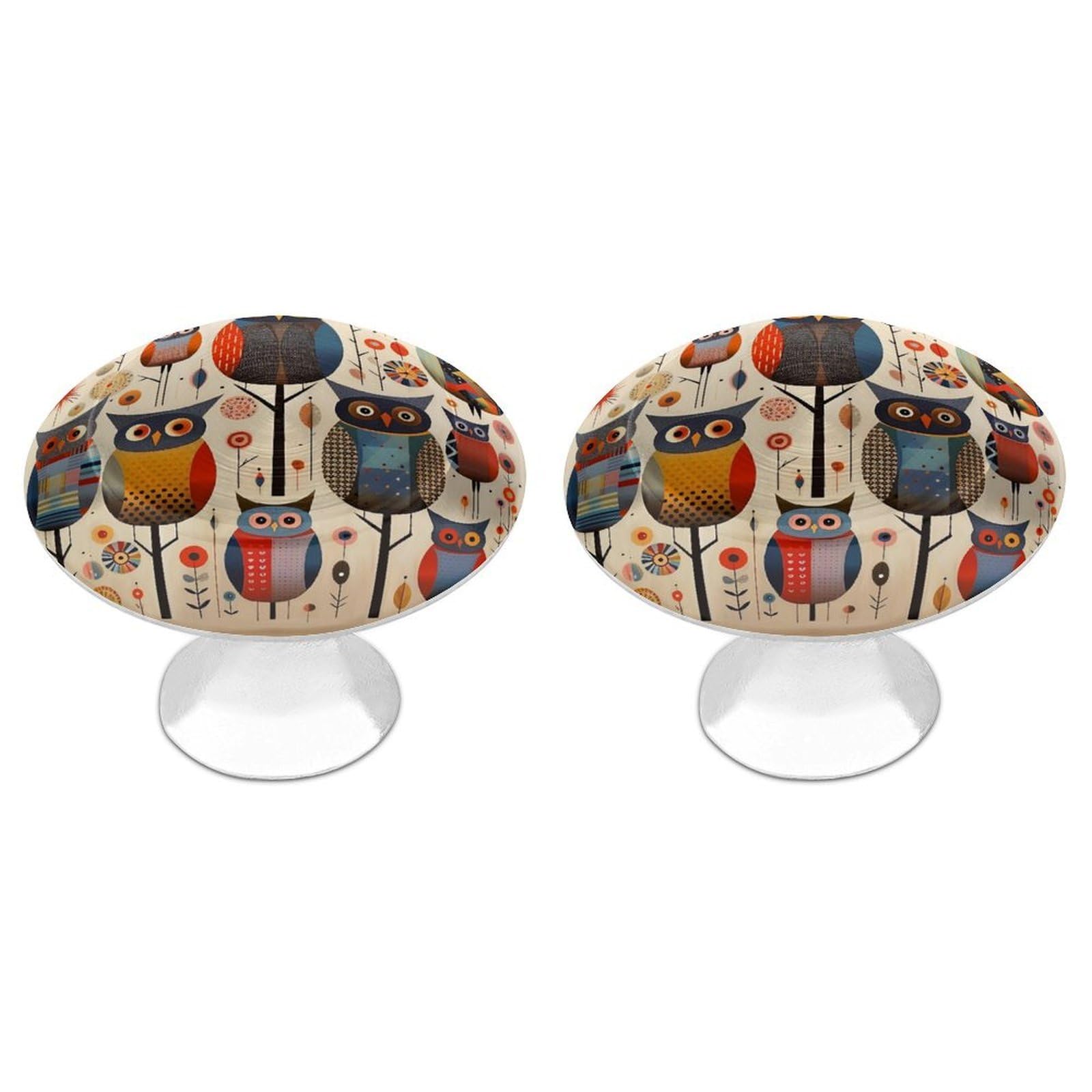 NTVOWPZO Cabinet Handles Round Drawer Pulls Patchwork Owl Dresser Knobs for Cabinets and Drawers Handle for Bathroom Cupboard Drawers Cabinet Pulls for Kitchen Door