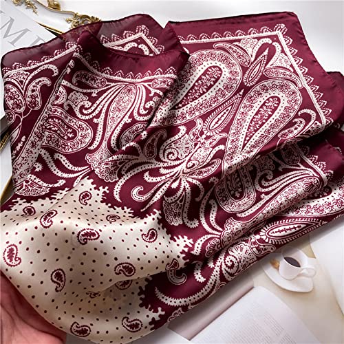 GUZOSJO Square Silk Feeling Scarf Medium Satin Hair Scarf Bracelet Gift For Women 27.5 × 27.5 inches2