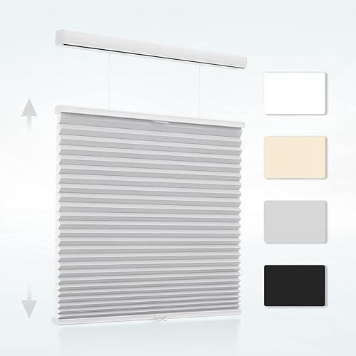 MYshade Top Down Bottom Up Shades Light Filtering Shades Cordless Blinds for Indoor Windows Honeycomb Cellular Sheer Window Blinds & Shades Easy to Install 26" W X 50" H (Grey)