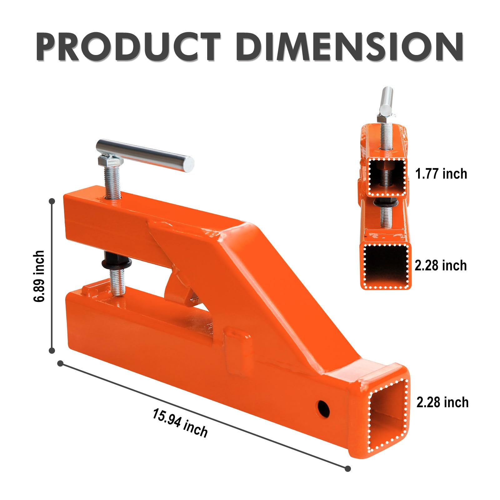 AIWARGOD - Attacco per gancio di traino per carrello elevatore, 1 pezzo, 5,1 cm, adattatore per rimorchio con catena, arancione