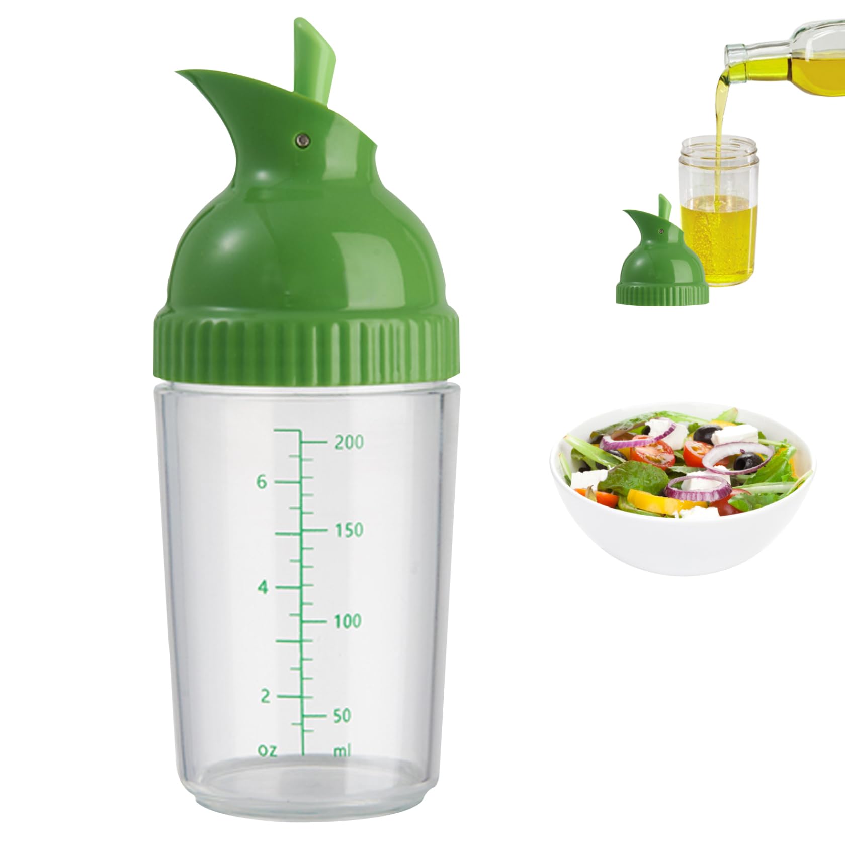 Yeaxxsqy 200ml Clear Salad Dressing Shaker Mixer Bottle with Scale and Pour Spout, Big Opening for Sauces