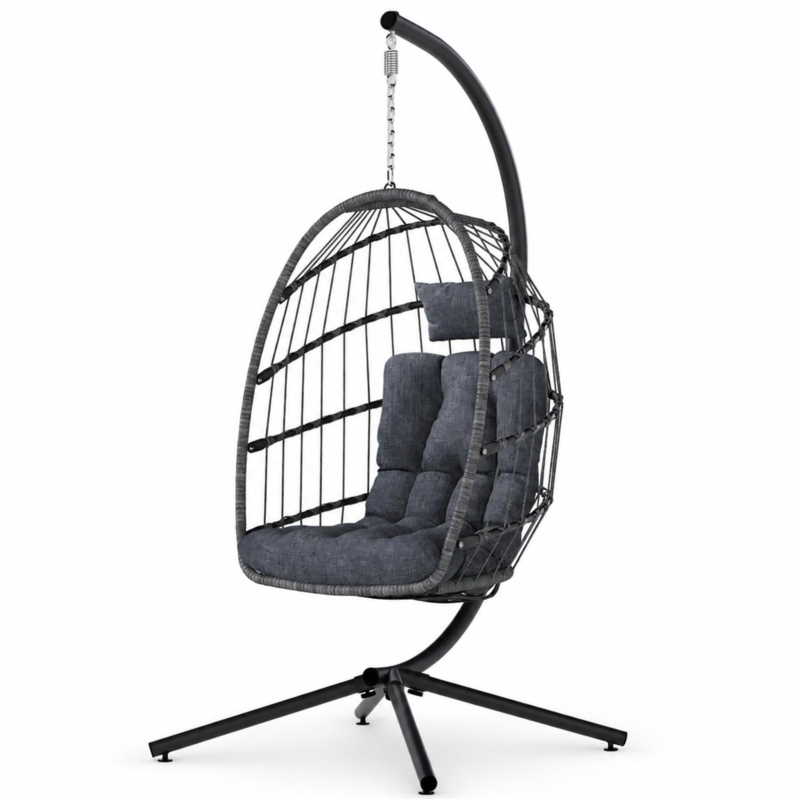SWITTE Outdoor Hanging Egg Chair with Stand Grey