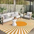 Wonnitar Outdoor Rug 8x10 Patio Waterproof Rugs,Large Reversible Plastic Straw Rug Portable Outside Camping Rug for RV Camper,Lightweight Indoor Outdoor Rug for Deck Backyard Garden (Orange, 8'x10')