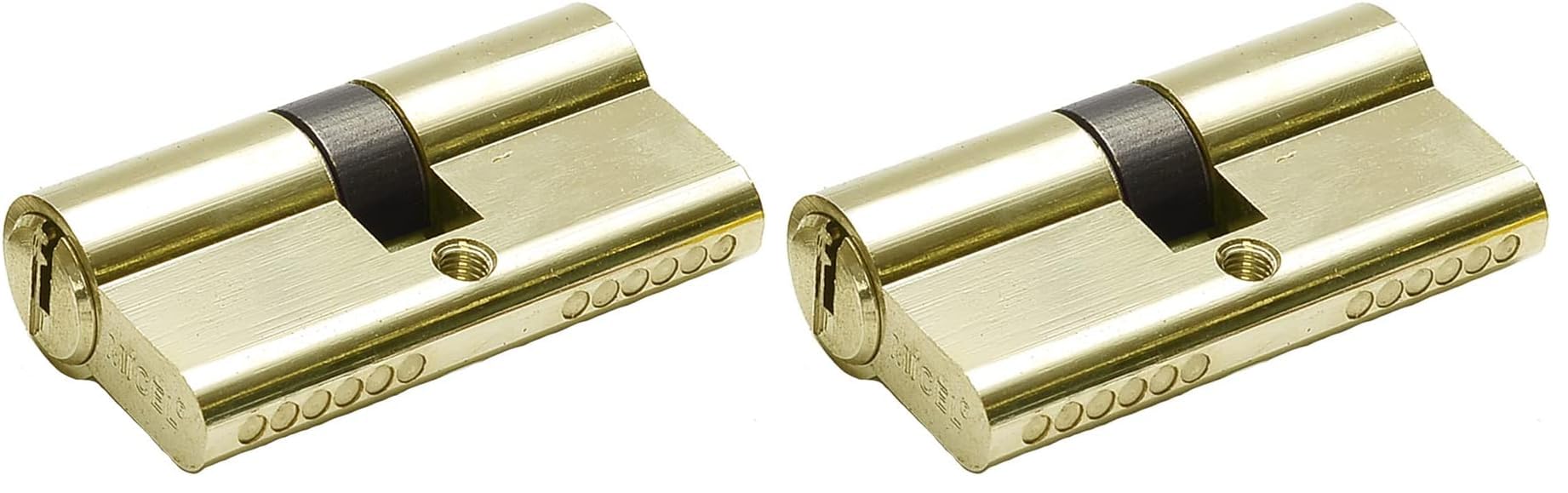 Cilindro de seguridad de perfil europeo 30x30 y acabado en latón color dorado