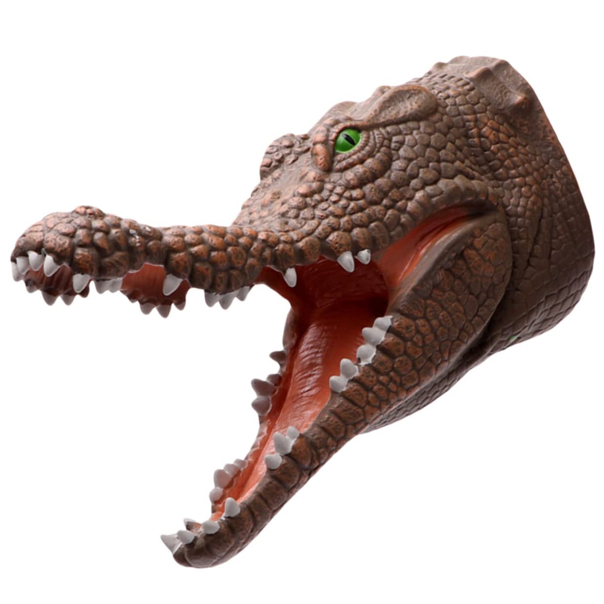 Kisangel Plastic Hand Puppet Headgear for Simulation for Creative Play Dark Red Animal Costume Accessory for Imaginative Activities and