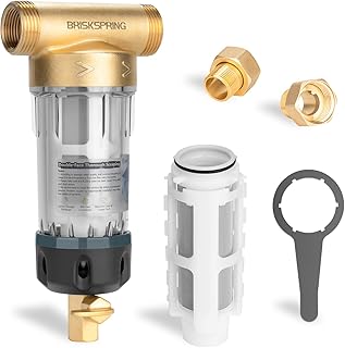 40 Micron Spin Down Sediment Filters with Scraper, Disassembly-Free Sediment Filter, Reusable Whole House Water Filter System for City/Well Water, 1" MNPT + 3/4" FNPT + 3/4"MNPT, BPA Free